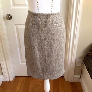 Ann Taylor Chenille Midi Pencil Skirt Gold Metallic (4+)
